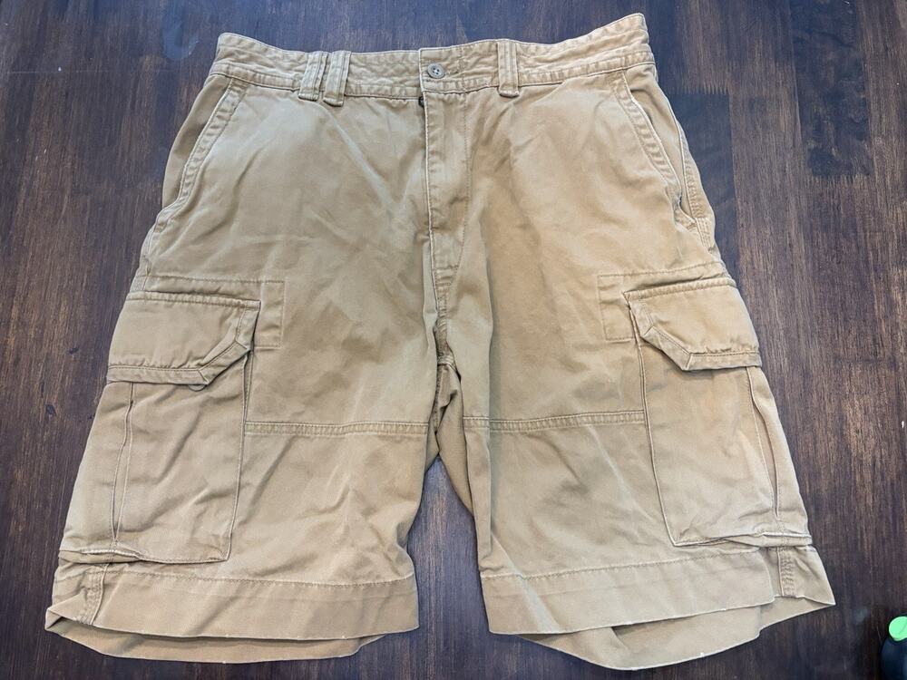 G5 Men's VINTAGE Tan Polo Ralph Lauren Cargo Shorts Size 35 Measures 33 X 10.5